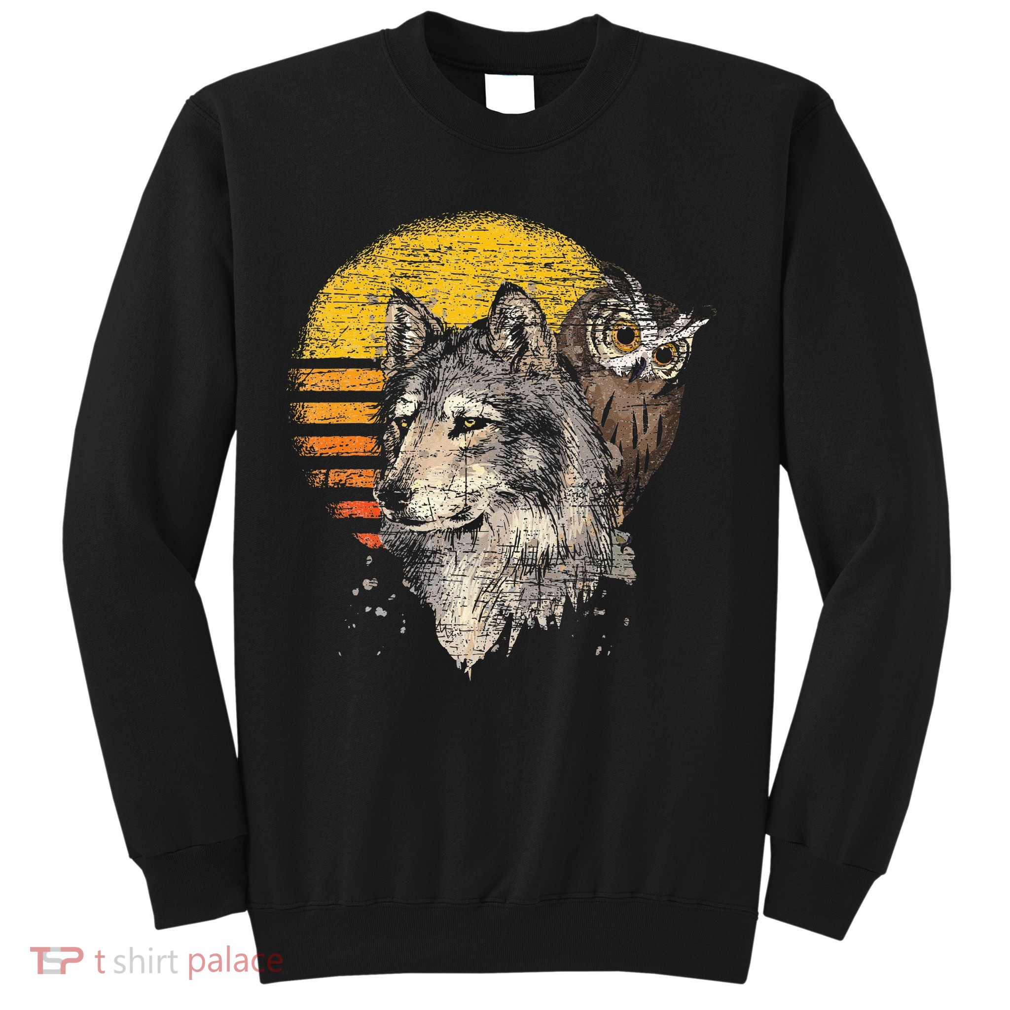 Retro Wolf Owl Sweatshirt
