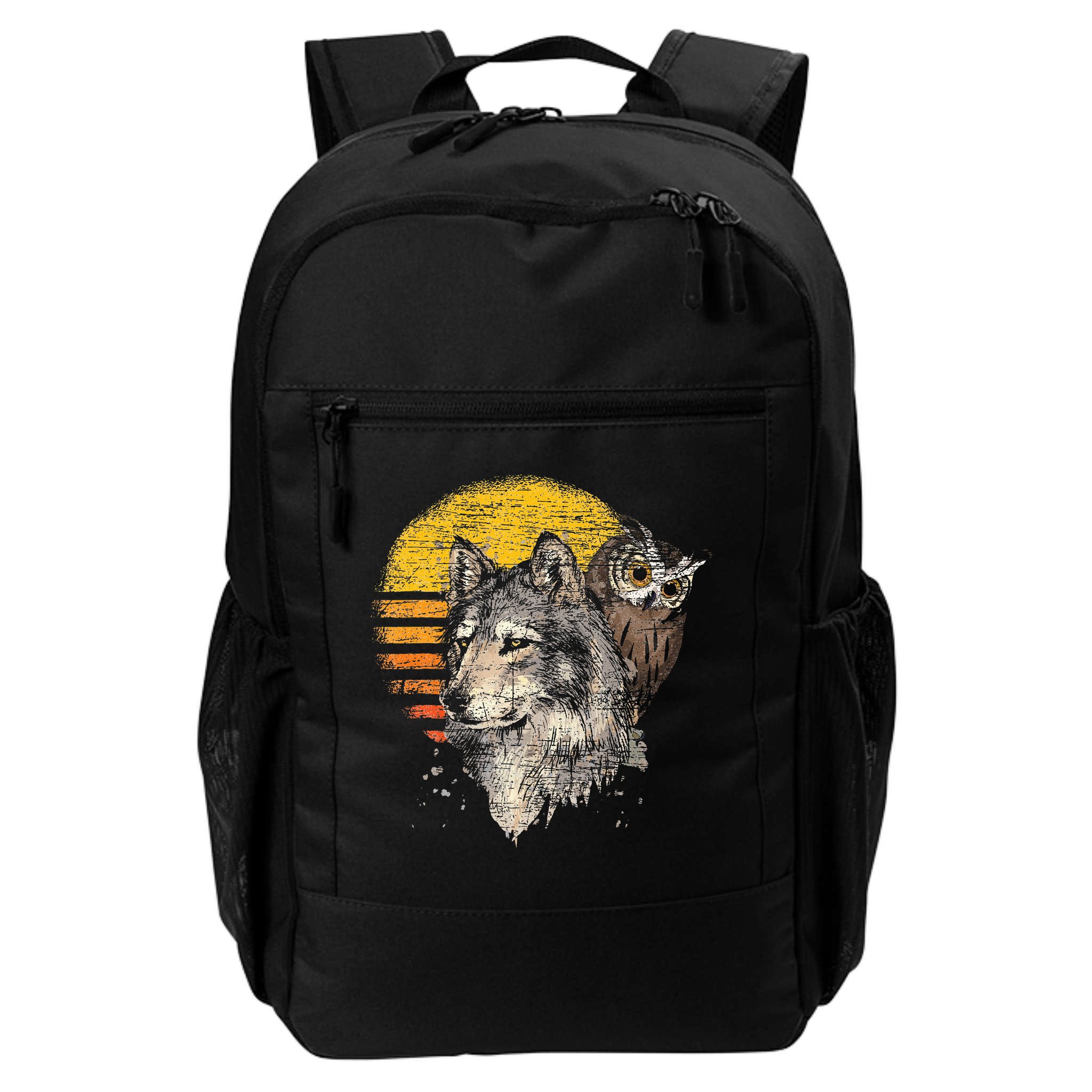Retro Wolf Owl Backpack