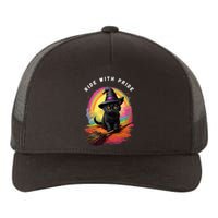 Ride With Pride Queer Witchy Lgbt Rainbow Cat Meme Halloween Yupoong Adult 5-Panel Trucker Hat