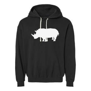 Rhino White Print Long Sleeve Rhino Garment-Dyed Fleece Hoodie