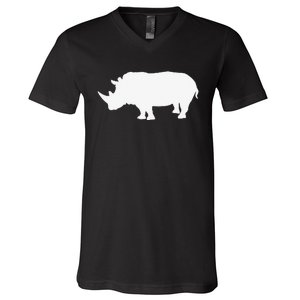 Rhino White Print Long Sleeve Rhino V-Neck T-Shirt