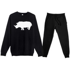 Rhino White Print Long Sleeve Rhino Premium Crewneck Sweatsuit Set