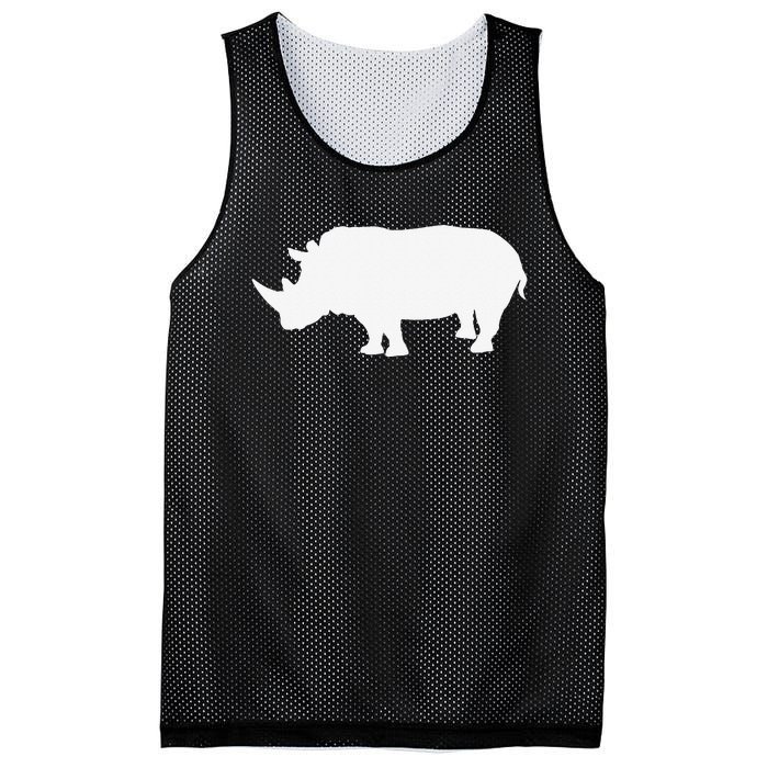 Rhino White Print Long Sleeve Rhino Mesh Reversible Basketball Jersey Tank