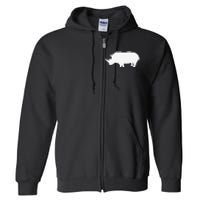 Rhino White Print Long Sleeve Rhino Full Zip Hoodie