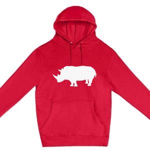 Rhino White Print Long Sleeve Rhino Premium Pullover Hoodie