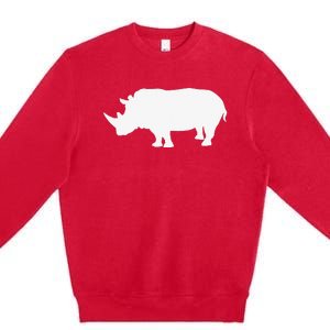 Rhino White Print Long Sleeve Rhino Premium Crewneck Sweatshirt