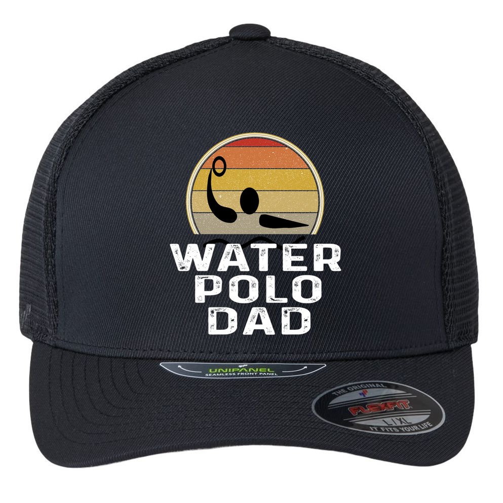 Retro Water Polo Dad Father Swimmer Swimming Sunset Cute Gift Flexfit Unipanel Trucker Cap