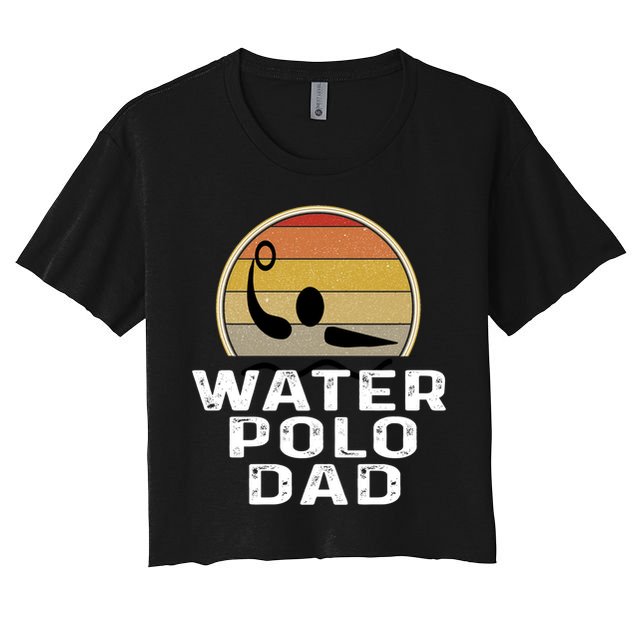 Retro Water Polo Dad Father Swimmer Swimming Sunset Cute Gift Crop Top