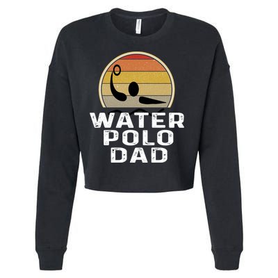 Retro Water Polo Dad Father Swimmer Swimming Sunset Cute Gift Cropped Pullover Crew