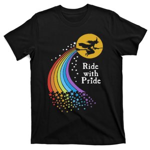 Ride With Pride Funny LGBT Witch Halloween T-Shirt