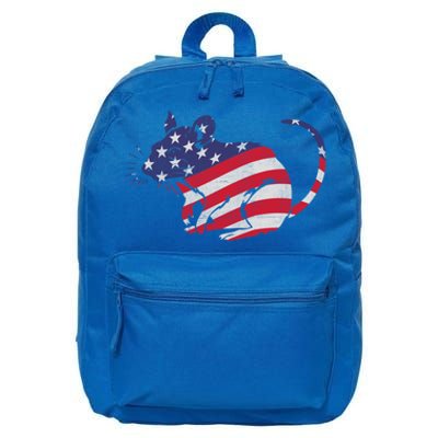 Rat With Pride American Flag 4th Of July Patriotic Great Gift 16 in Basic Backpack