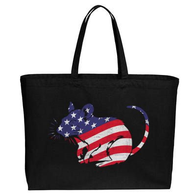 Rat With Pride American Flag 4th Of July Patriotic Great Gift Cotton Canvas Jumbo Tote