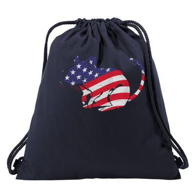 Rat With Pride American Flag 4th Of July Patriotic Great Gift Drawstring Bag