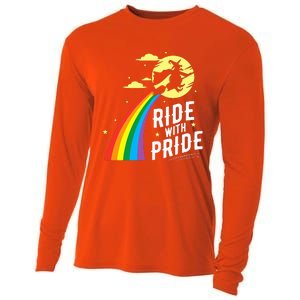 Ride With Pride LGBT Gay Lesbian Witch Halloween Cooling Performance Long Sleeve Crew