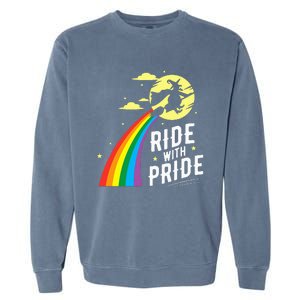 Ride With Pride LGBT Gay Lesbian Witch Halloween Garment-Dyed Sweatshirt