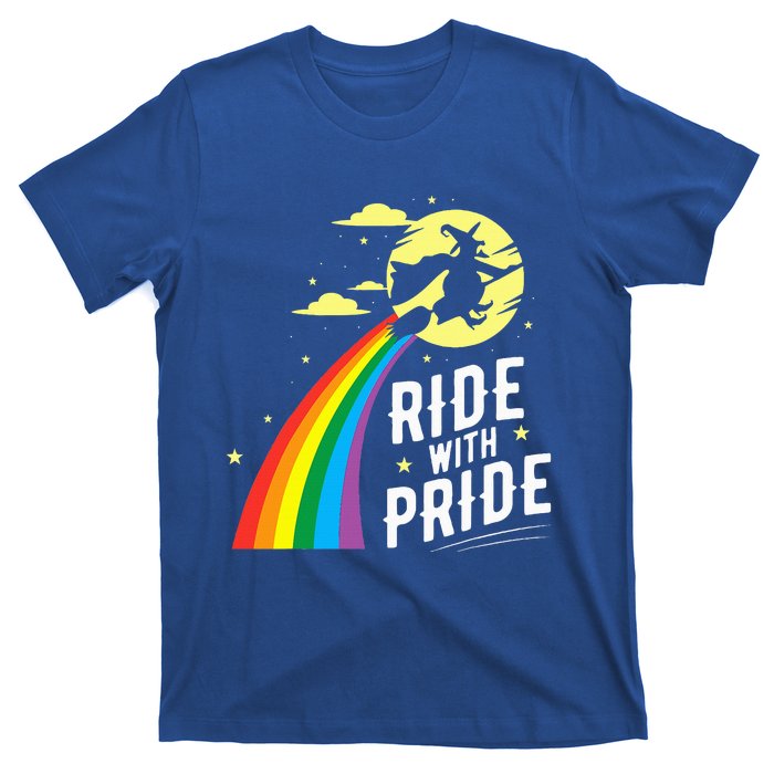 Ride With Pride LGBT Gay Lesbian Witch Halloween T-Shirt