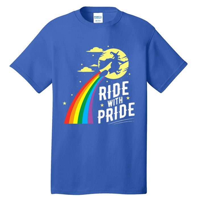 Ride With Pride LGBT Gay Lesbian Witch Halloween Tall T-Shirt