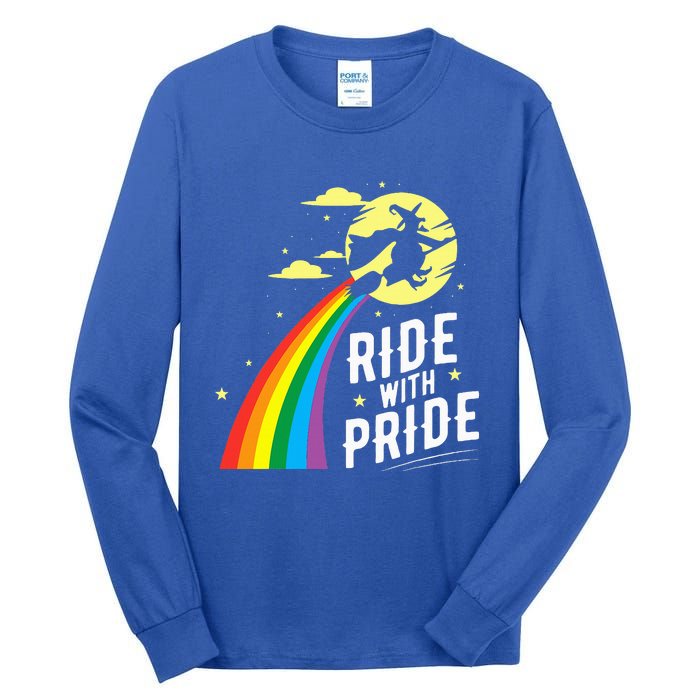 Ride With Pride LGBT Gay Lesbian Witch Halloween Tall Long Sleeve T-Shirt