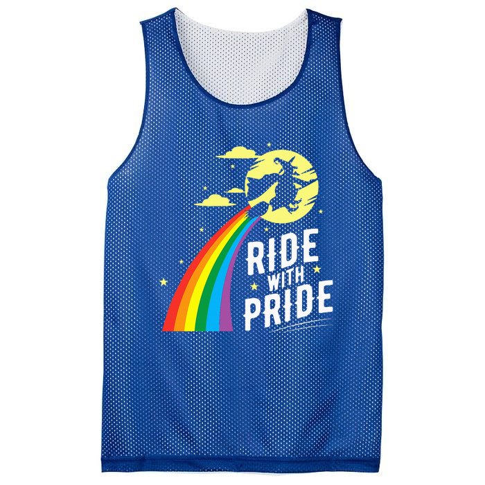 Ride With Pride LGBT Gay Lesbian Witch Halloween Mesh Reversible Basketball Jersey Tank