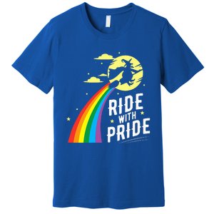 Ride With Pride LGBT Gay Lesbian Witch Halloween Premium T-Shirt