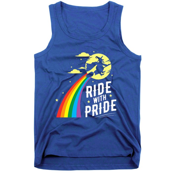 Ride With Pride LGBT Gay Lesbian Witch Halloween Tank Top