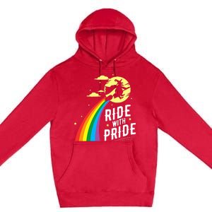 Ride With Pride LGBT Gay Lesbian Witch Halloween Premium Pullover Hoodie