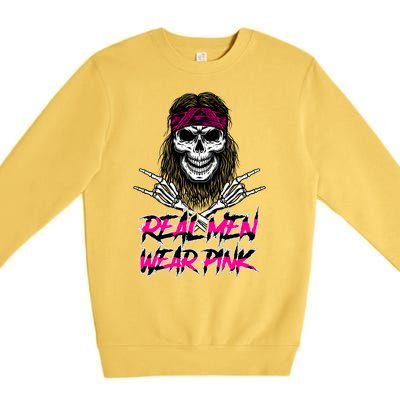 Real Men Wear Pink Breast Cancer Awareness Skull Premium Crewneck Sweatshirt