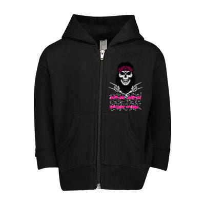 Real Men Wear Pink Breast Cancer Awareness Skull Toddler Zip Fleece Hoodie