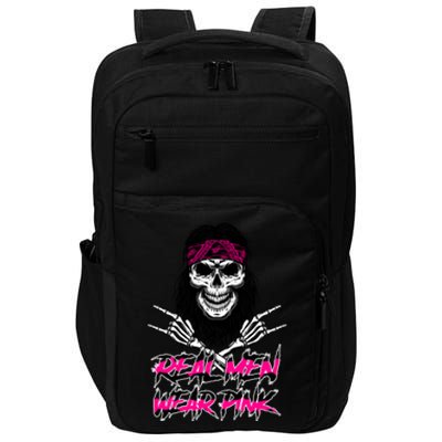 Real Men Wear Pink Breast Cancer Awareness Skull Impact Tech Backpack