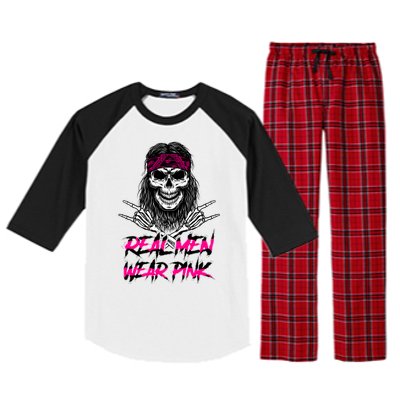 Real Men Wear Pink Breast Cancer Awareness Skull Raglan Sleeve Pajama Set