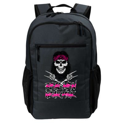 Real Men Wear Pink Breast Cancer Awareness Skull Daily Commute Backpack