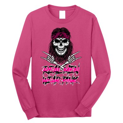 Real Men Wear Pink Breast Cancer Awareness Skull Long Sleeve Shirt