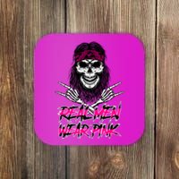 Real Men Wear Pink Breast Cancer Awareness Skull Coaster