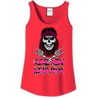 Real Men Wear Pink Breast Cancer Awareness Skull Ladies Essential Tank