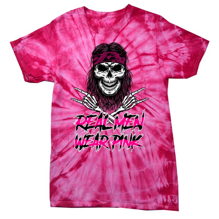 Real Men Wear Pink Breast Cancer Awareness Skull Tie-Dye T-Shirt