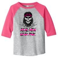 Real Men Wear Pink Breast Cancer Awareness Skull Toddler Fine Jersey T-Shirt