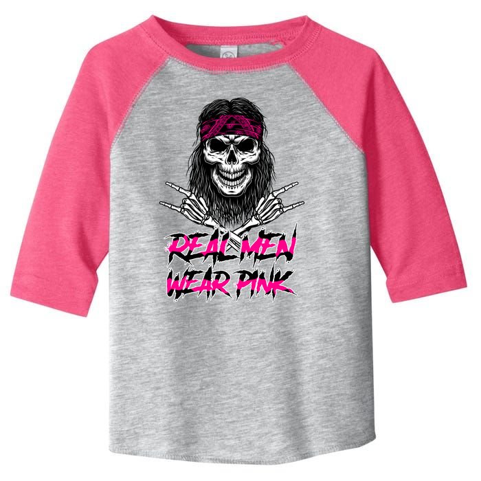 Real Men Wear Pink Breast Cancer Awareness Skull Toddler Fine Jersey T-Shirt