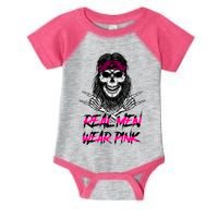 Real Men Wear Pink Breast Cancer Awareness Skull Infant Baby Jersey Bodysuit