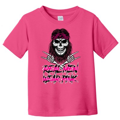 Real Men Wear Pink Breast Cancer Awareness Skull Toddler T-Shirt