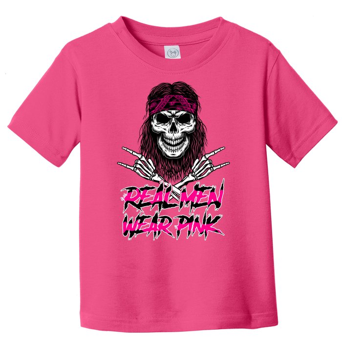 Real Men Wear Pink Breast Cancer Awareness Skull Toddler T-Shirt