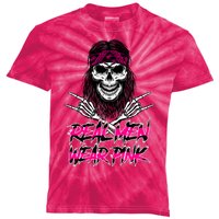 Real Men Wear Pink Breast Cancer Awareness Skull Kids Tie-Dye T-Shirt