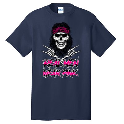 Real Men Wear Pink Breast Cancer Awareness Skull Tall T-Shirt