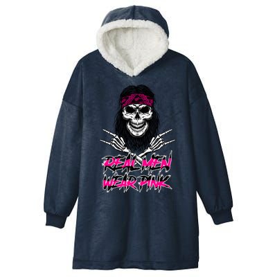 Real Men Wear Pink Breast Cancer Awareness Skull Hooded Wearable Blanket