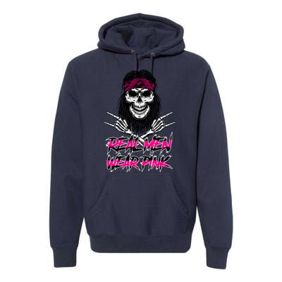 Real Men Wear Pink Breast Cancer Awareness Skull Premium Hoodie