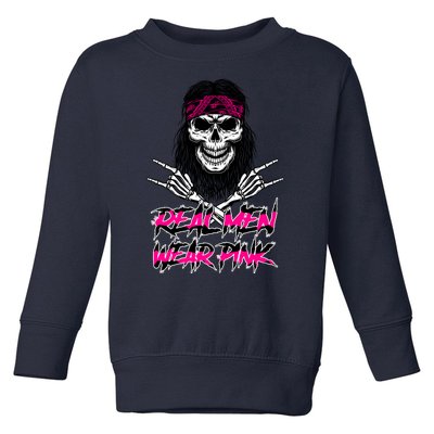 Real Men Wear Pink Breast Cancer Awareness Skull Toddler Sweatshirt