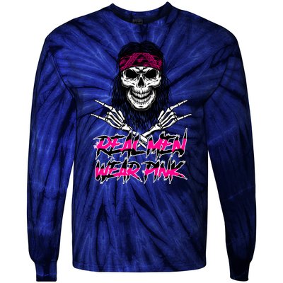 Real Men Wear Pink Breast Cancer Awareness Skull Tie-Dye Long Sleeve Shirt