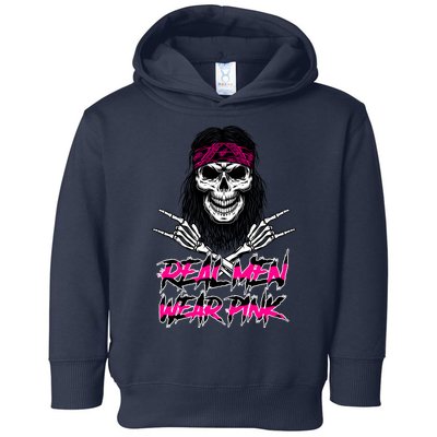 Real Men Wear Pink Breast Cancer Awareness Skull Toddler Hoodie