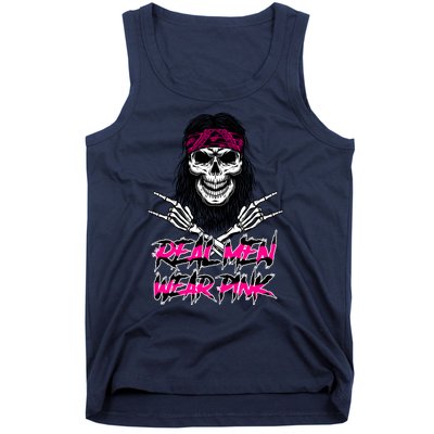 Real Men Wear Pink Breast Cancer Awareness Skull Tank Top