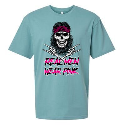 Real Men Wear Pink Breast Cancer Awareness Skull Sueded Cloud Jersey T-Shirt