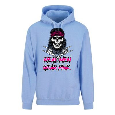 Real Men Wear Pink Breast Cancer Awareness Skull Unisex Surf Hoodie